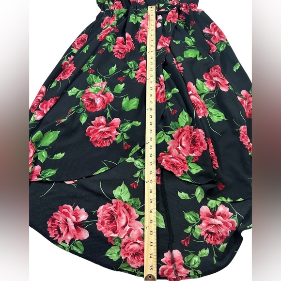 Romantic Black Floral Assymetrical Dress (Hi/Low). Size 2X. - Picture 8 of 8